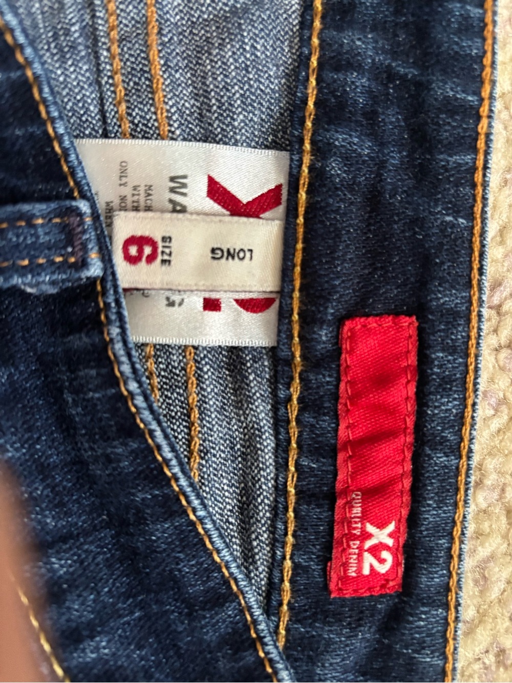 X2 Women's Dark Blue Skinny Jeans with Red Logo Tab